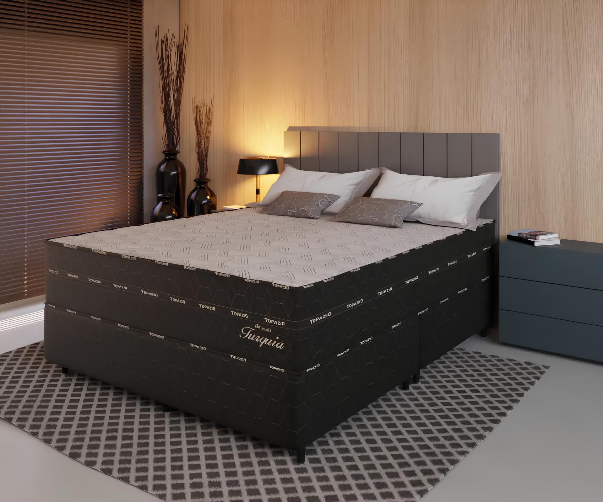 Kit Cama Box Casal Colchão Turquia